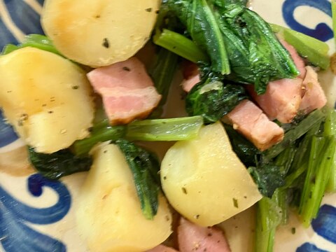 ベーコンと小松菜とじゃがいもの炒め物